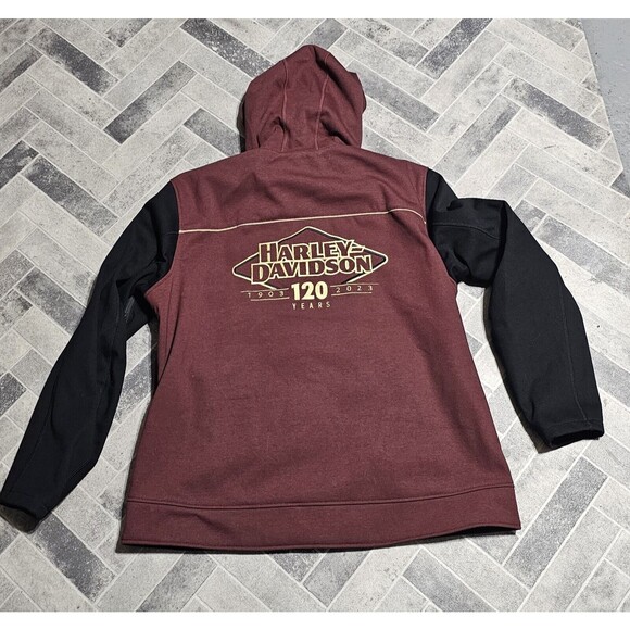 Harley Davidson Men's 120th Anniversary Riding Fleece - Rum Raisin & Black 2XL - Picture 10 of 16